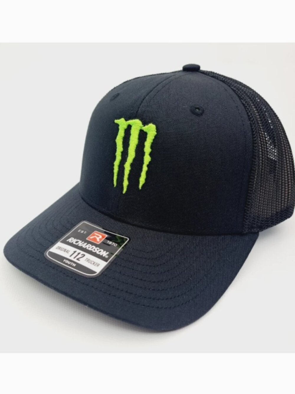 Richardson 112 Monster Energy Fox Youth Trucker Mesh Snapback Hat Black